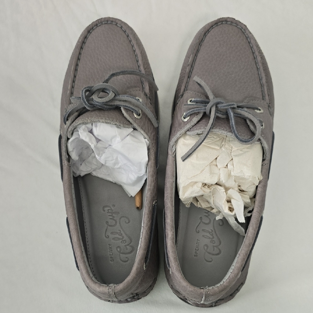 Sperry Men's Gold Cup Gray Leather 10.5